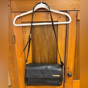 Vintage Leslie Fay Black Crossbody Purse – Gold Hardware
